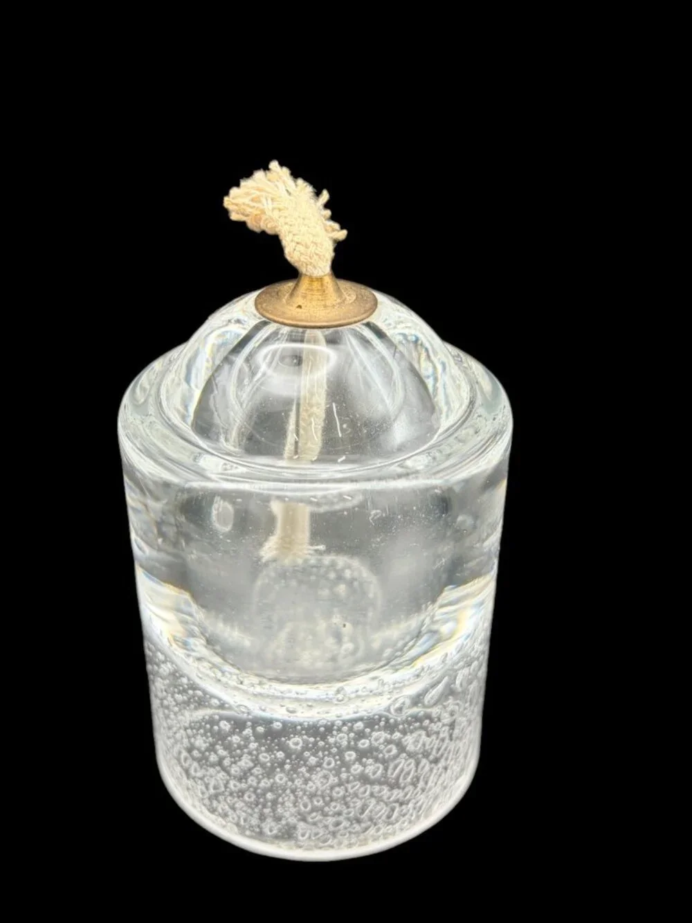 VTG Unique Bullicante Elegant Art Glass Oil Lamp Set Clear Bubble Glass Pair